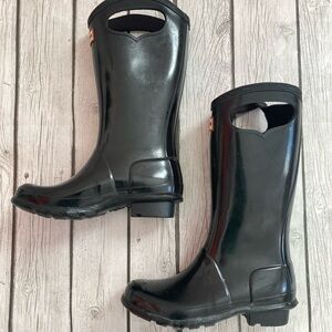Kids Hunter Black Rain Boots